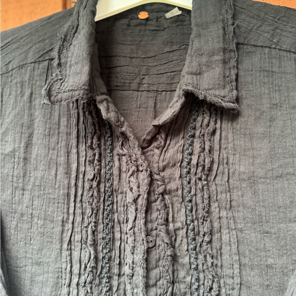 Free People One Light Distressed Button Down - Picture 9 of 14